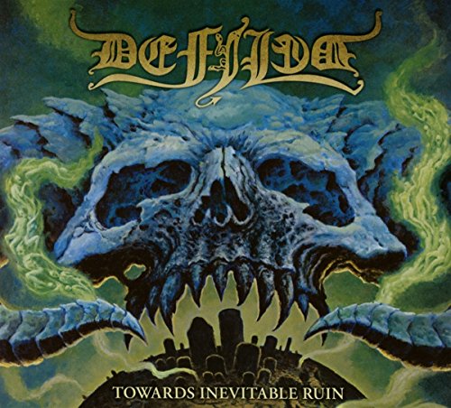 CD cover: skull with claws over a graveyard, teal and grey tones.