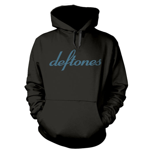 Black Deftones hoodie with the band's name in script across the chest.