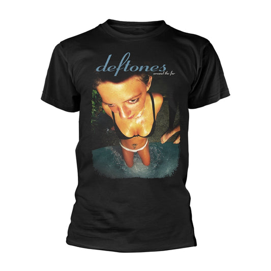 Black t-shirt with album art of a person swimming underwater.