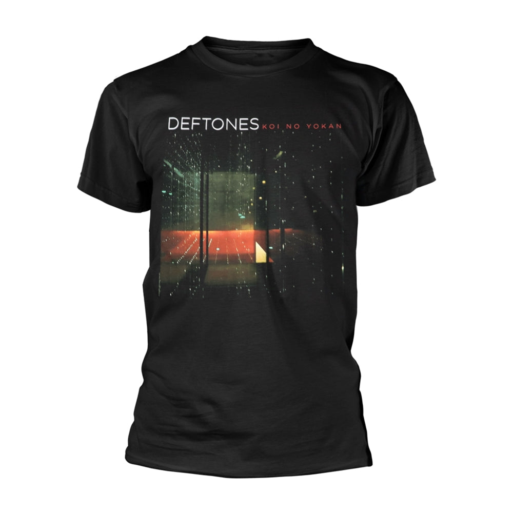 Black t-shirt with Deftones "Koi No Yokan" album art graphic.