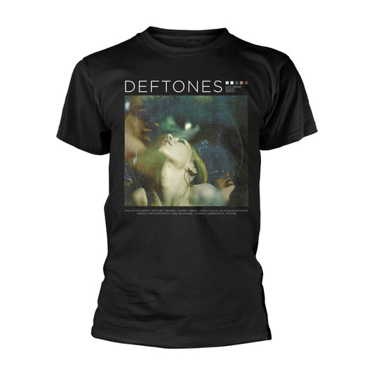 Black t-shirt with album art for Deftones’ “Saturday Night Wrist.”