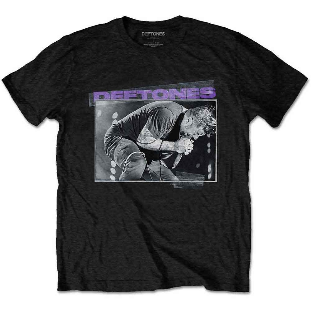 Black unisex t-shirt featuring a live concert photograph of the band Deftones.