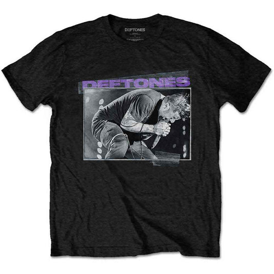 Black unisex t-shirt featuring a live concert photograph of the band Deftones.