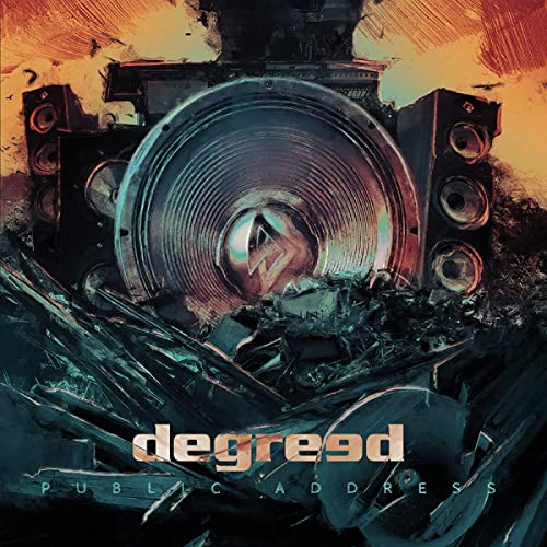 CD cover for Degreed’s “Public Address” featuring speakers and abstract art.