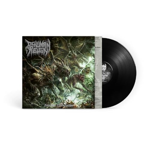 Vinyl record with cover art depicting monstrous figures in a dark scene.