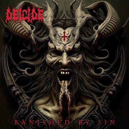 Deicide album cover: demonic figure with horns and a crossed symbol.