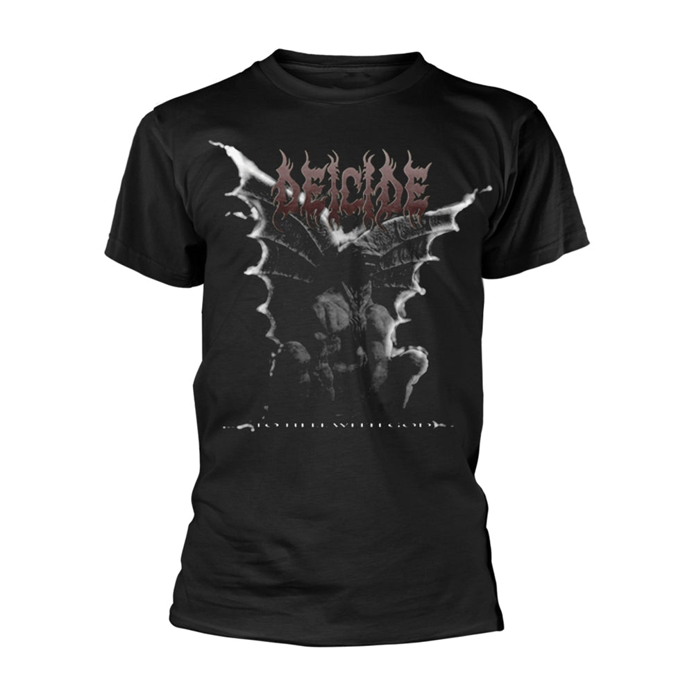 Black t-shirt with a gothic gargoyle and band name "Deicide" printed on front.