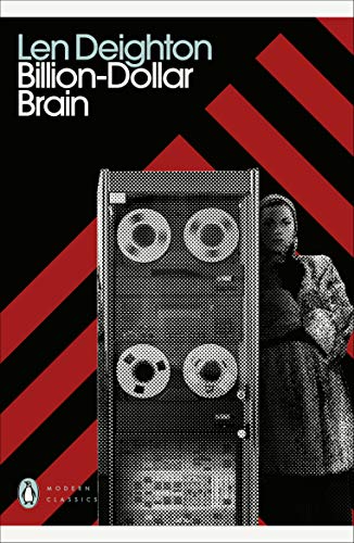 Book cover: "Billion-Dollar Brain" with a vintage computer and figure.