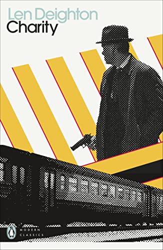 Book cover of Charity by Len Deighton featuring a halftone man with a gun.