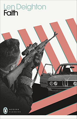 Book cover: man with rifle aiming at a car, halftone style.