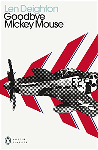 Book cover: "Goodbye Mickey Mouse" with a black airplane and red stripes.