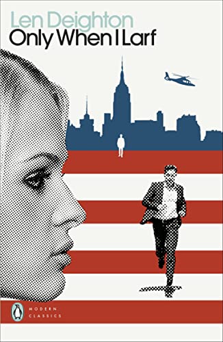 Book cover showing a halftone woman's face, a running man, and a city skyline.