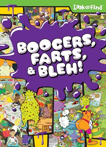 Colorful “Look and Find” book cover with cartoon monsters and splatters.
