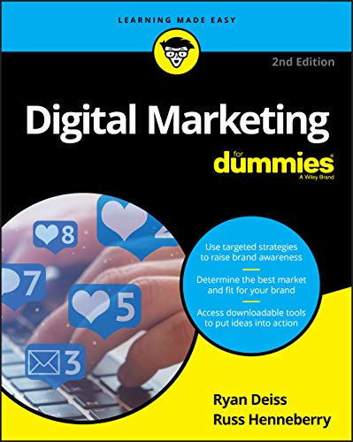 Book cover for "Digital Marketing For Dummies," 2nd edition, with social media icons.
