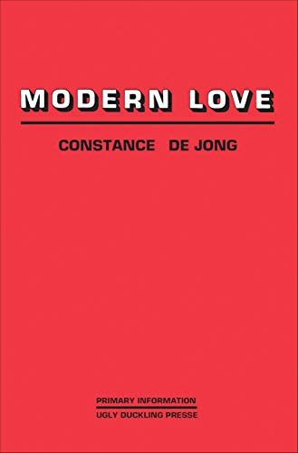 Red book cover with white text: "Modern Love" by Constance de Jong.