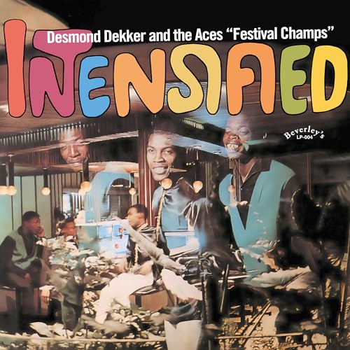 Album cover for Desmond Dekker and The Aces’ “Intensified” with band portrait.