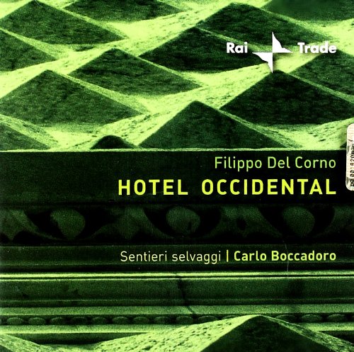 CD cover for “Hotel Occidental” by Filippo Del Corno, green geometric pattern.