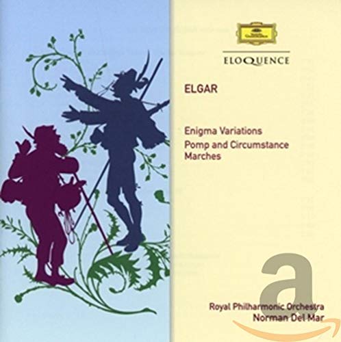 CD cover for Elgar’s “Enigma Variations” with silhouetted figures.