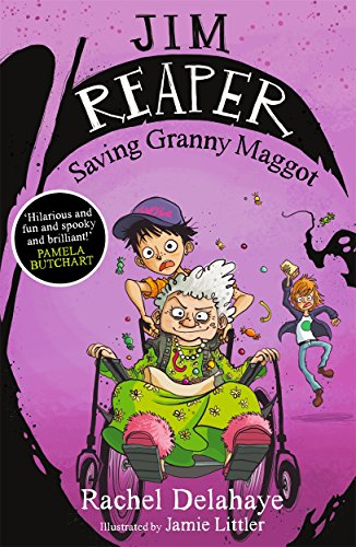 Book cover: cartoon Grim Reaper with a boy and elderly woman.