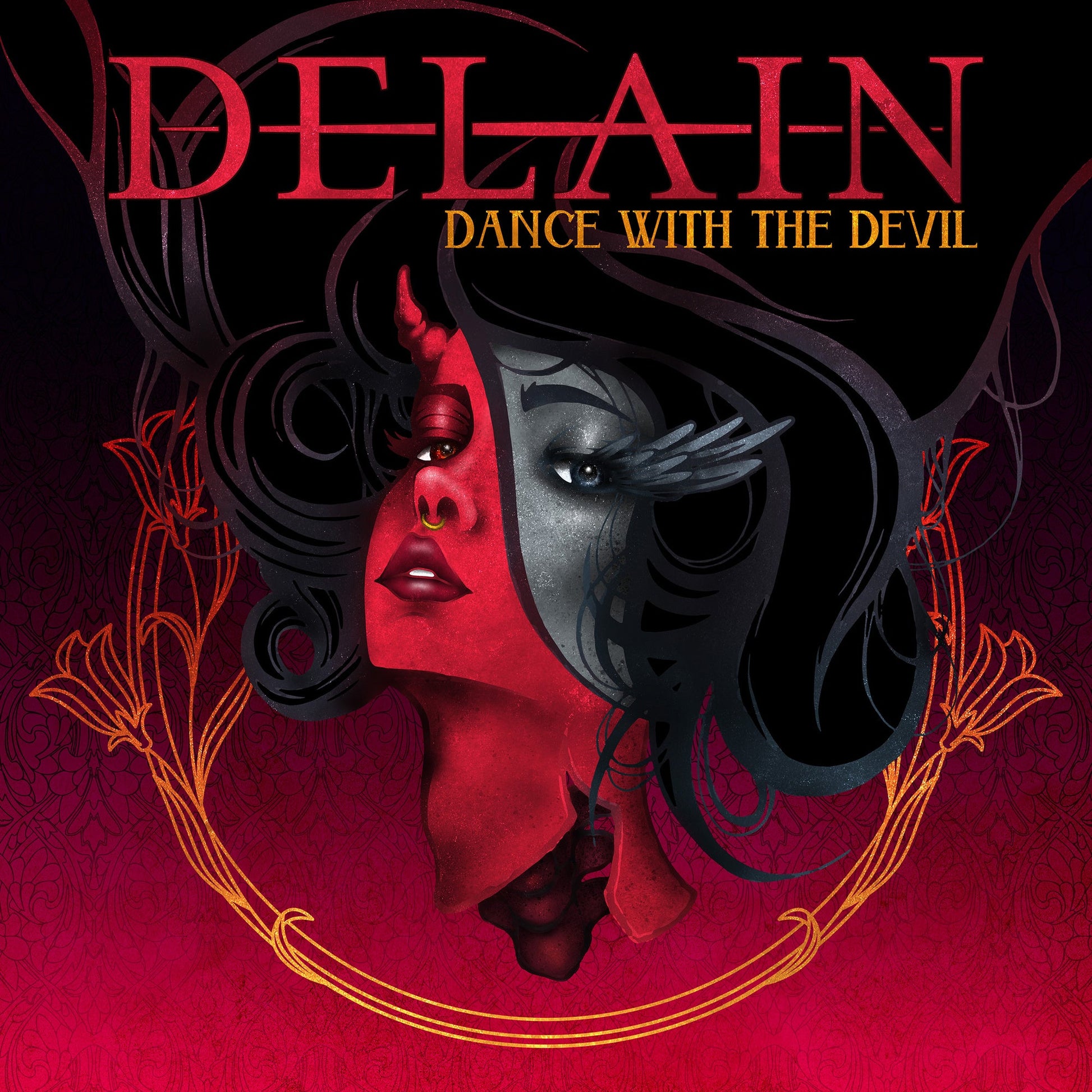 CD case for Delain’s “Dance With The Devil” album, featuring artwork.