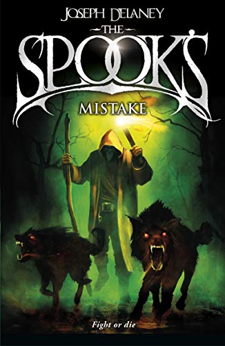 Book cover: hooded figure with wolves, glowing light in a dark forest.
