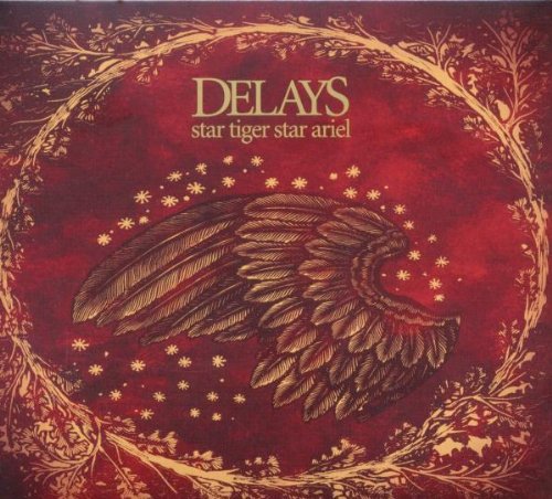 "Album cover with a red background, gold wreath, and wing illustration."