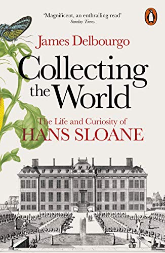 Book cover featuring a grand manor, a butterfly, and a botanical plant illustration.