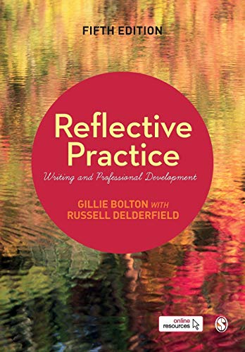 Book cover: "Reflective Practice" with red circle on water background.