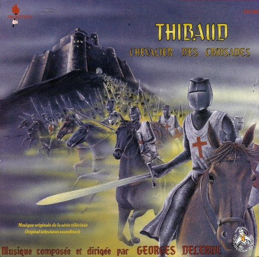 Vinyl album cover depicting knights on horseback before a castle.