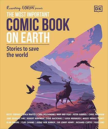 Yellow comic book cover with a stag, birds, and mountain landscape.