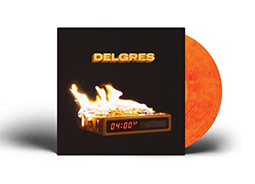 Delgres album cover with a burning clock and orange vinyl record.