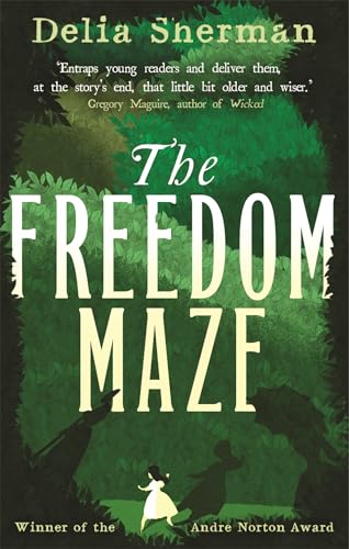 Book cover: "The Freedom Maze" with green foliage and silhouetted figures.