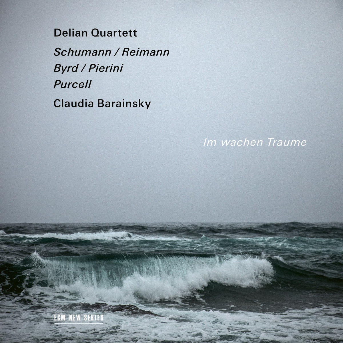 CD cover: stormy seascape with white text listing composers and “Delian Quartett”.