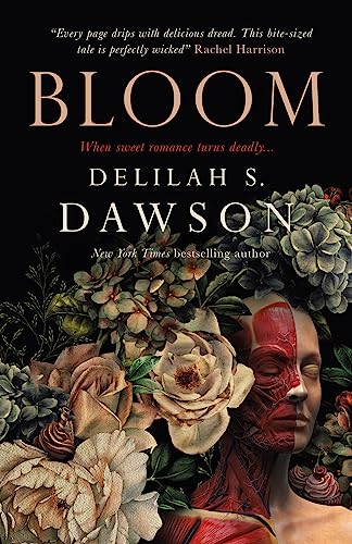 Book cover: "Bloom" with floral imagery and a woman’s fragmented face.
