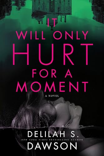 Book cover with pink text, a shadowy figure, and an upside-down building.