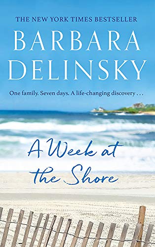 Book cover: beach scene with blue title text, “A Week at the Shore.”