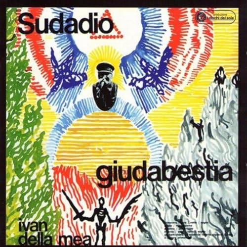 CD cover with colorful, abstract illustration of figures and mountains.