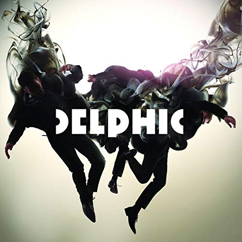 CD cover for Delphic’s “Acolyte” featuring figures in motion and white light.