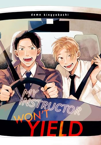 Two young men in car, manga cover for "My Instructor Won't Yield.