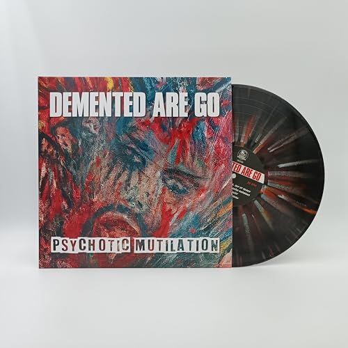 Vinyl record and album cover with distressed, painted face imagery.