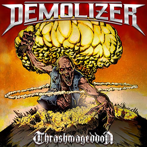 CD cover art: zombie holding detonator amidst an explosion and destruction.