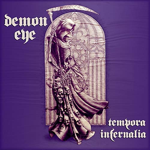 Album cover featuring a skeleton holding a scythe before a gothic arch on purple.