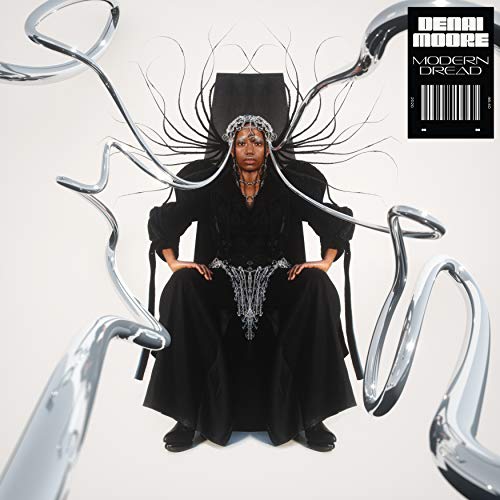 Album cover for Denai Moore’s “Modern Dread” featuring a person in black.