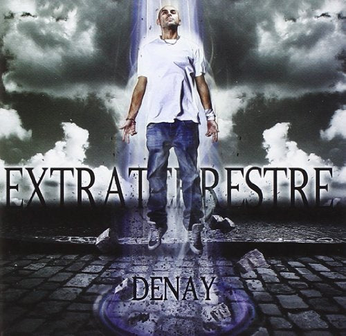 CD cover: man levitating against stormy sky, text “EXTRATERRESTRE” and “DENAY”.
