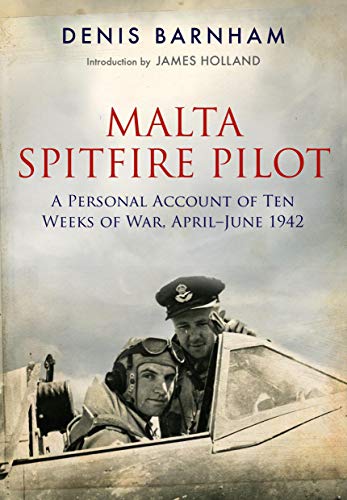 Book cover: “Malta Spitfire Pilot” featuring two pilots in a cockpit.