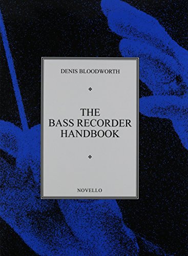 Book cover of The Bass Recorder Handbook by Denis Bloodworth on a blue background.