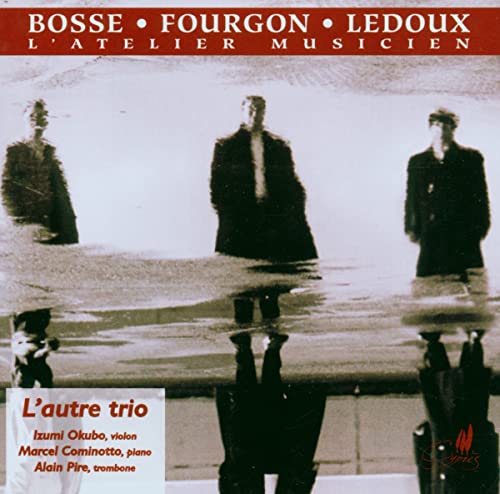 CD cover featuring three figures in dark coats reflected in water.