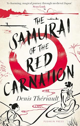 Book cover: “The Samurai of the Red Carnation” with red circle and figures.