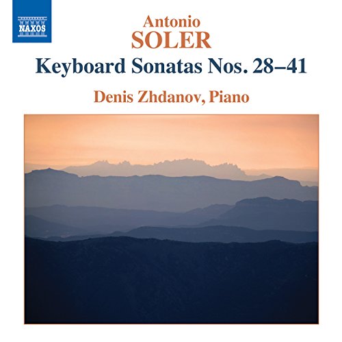CD cover for Soler keyboard sonatas performed by Denis Zhdanov, mountain landscape.