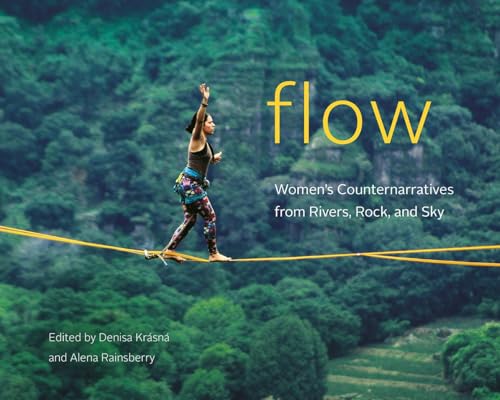 Book cover: woman on a slackline over a lush green valley.